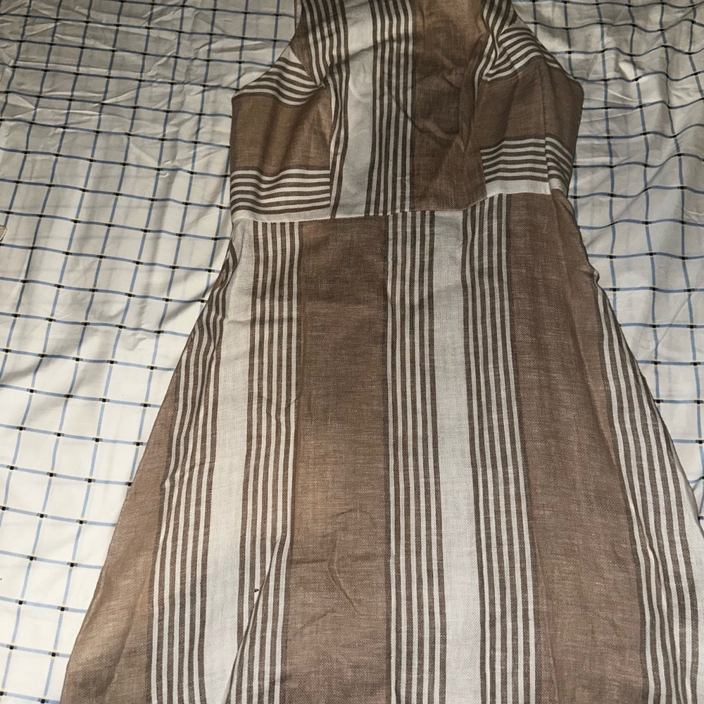 BCBGeneration One Shoulder Brown and White Dress